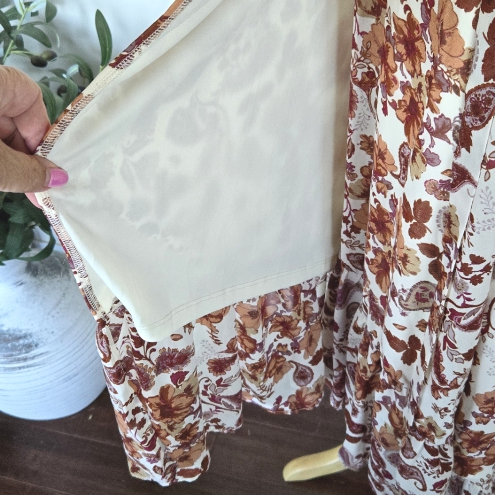 Anthropologie DREW Paisley Floral Terra Vintage Garden Ruffle Maxi Dress Large - Picture 8 of 11